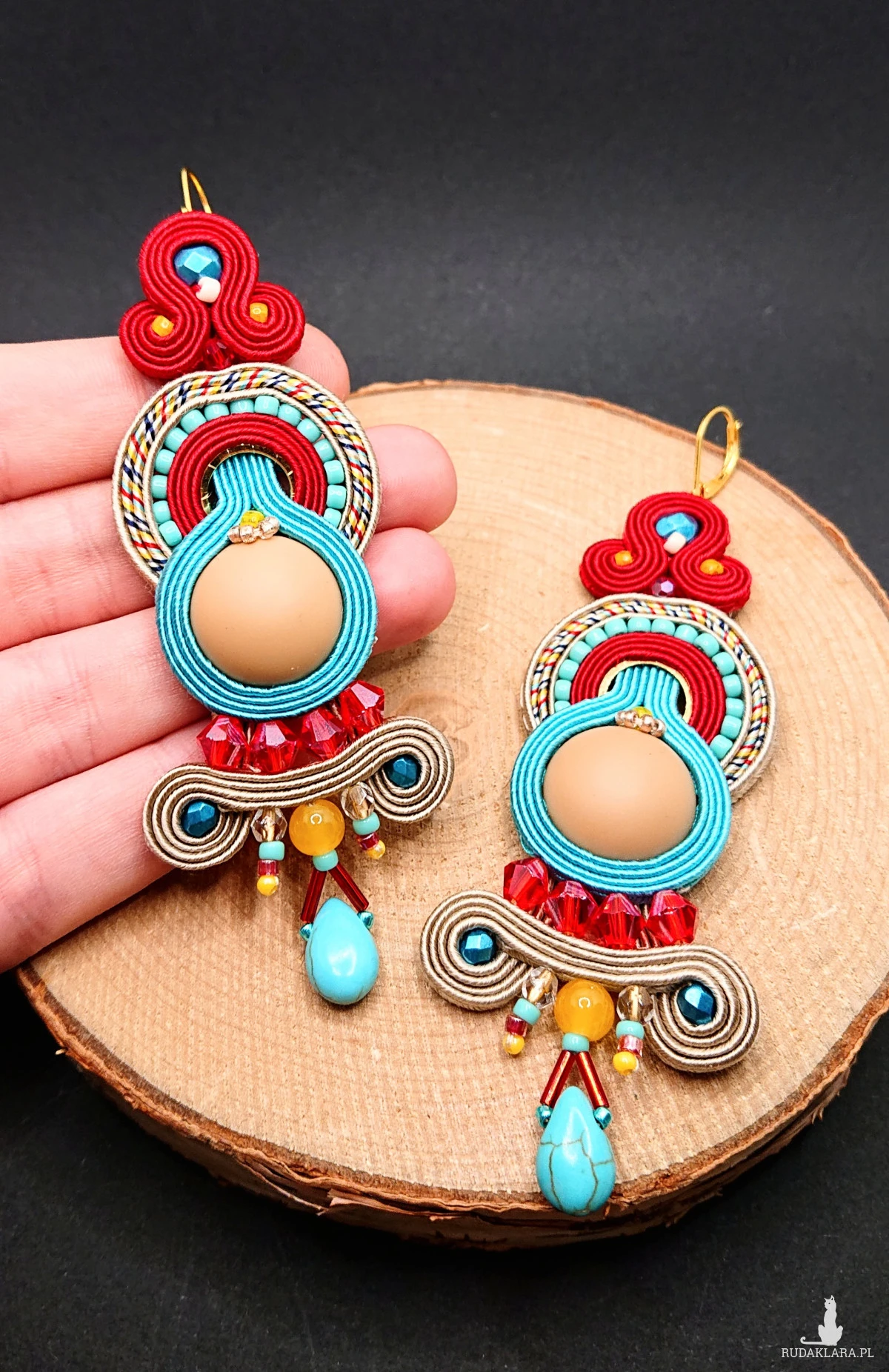 DŁUGIE KOLOROWE KOLCZYKI SUTASZ 1.